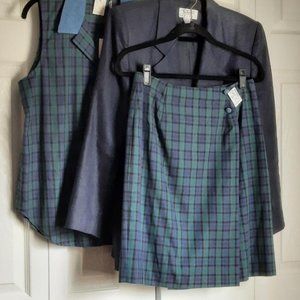 NWT Jos. A. Bank Cotton Black Watch Plaid Wrap Front Skirt Size 8